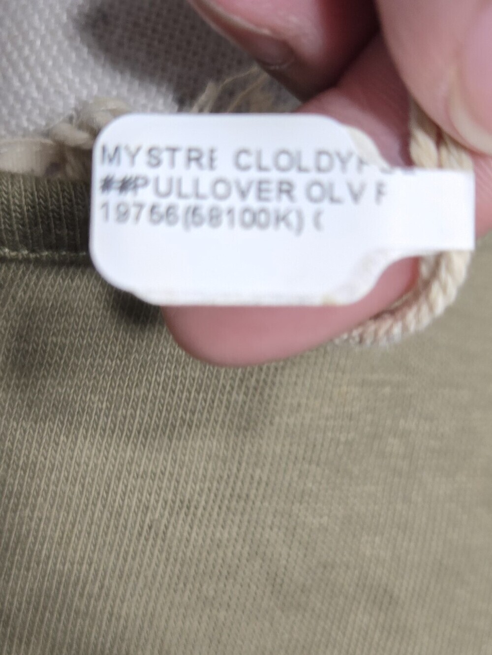 Mystree Pullover Olive Color Mixed Sleeves Sz M - Picture 6 of 10